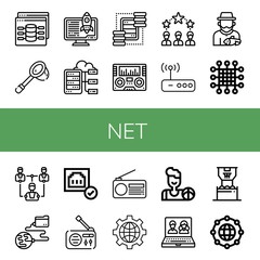 Set of net icons such as Web, Net, Server, Servers, Radio, Networking, Router, Fisherman, Network, Global network, Connected, Internet, Basketball, Online, Worldwide , net