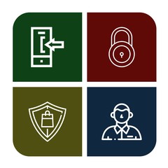 Set of privacy icons such as Login, Lock, Protection, Defendant , privacy