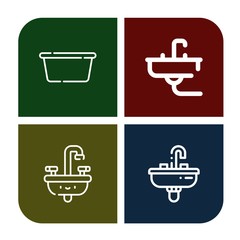 Set of washbasin icons such as Wash basin, Sink , washbasin