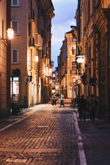 Fototapeta na wymiar street at night in turin italy