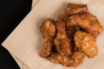 fried chicken on plate isolated on white