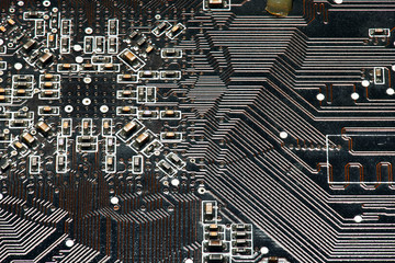 printed circuit board and microchip, or cpu closeup - electronic component for digital equipment,...