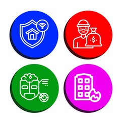 Set of safe icons such as Protection, Thief, Turing, House on fire , safe