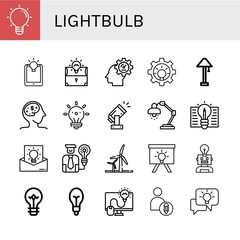 Set of lightbulb icons such as Lightbulb, Idea, Innovation, Lamp, Light, Wind energy, Light bulb, Creative , lightbulb