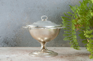 Vintage metal sugar bowl