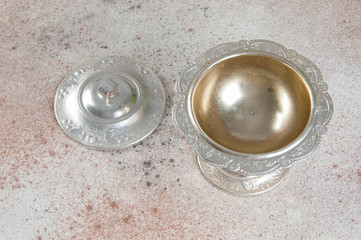 Obraz premium Vintage metal sugar bowl