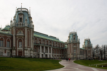 the main Palace in Tsaritsyno Park on an autumn day in Moscow Russia