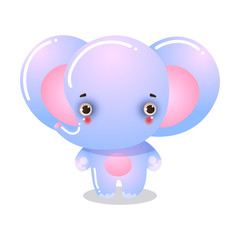 Cartoon funny blue elephant child vector illustration