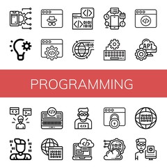 Set of programming icons such as Api, Automation, Webpage, Web development, Binary code, Programming, Web coding, Programmer , programming