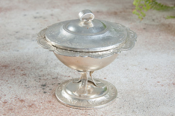 Vintage metal sugar bowl