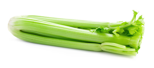 bunch of green celery isolated on white background