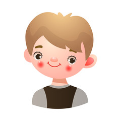 Boy with happy kind face expression vector illustration