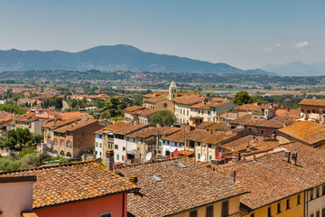 Fototapeta na wymiar View over Montopoli from castle hill. Tuscany, Italy.
