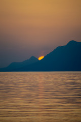 Fototapeta premium Sunset on Adriatic sea in Makarska, Croatia 