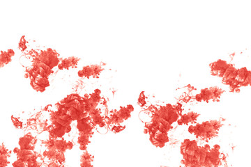 Abstract forms of liquid in coral color on a white background
