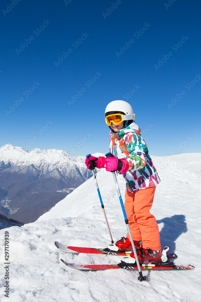 Poster girl on alpine skiing