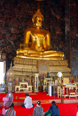 golden buddha statue in temple in Bangkok