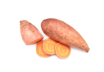 Sweet Potato, Potatoes, Potato yam or Ipomoea Batatas isolated on white Background