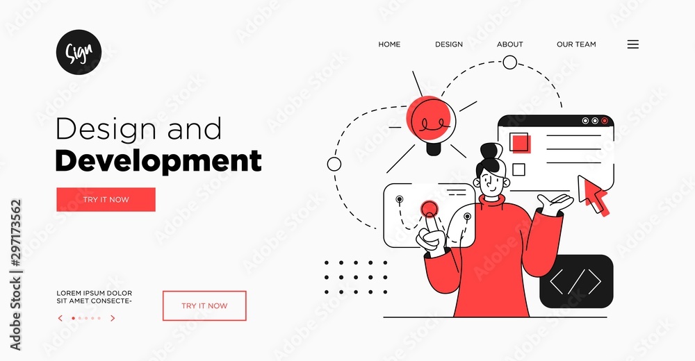 Wall mural presentation slide template or landing page website design. business concept illustrations. modern f