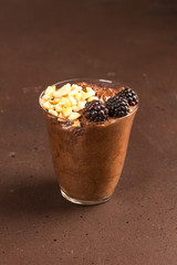 close up of fresh chocolate mousse