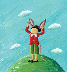 Pinocchio with donkey's ears and a donkey's tail