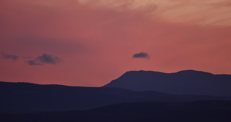 reddish autumn sunset in Granada