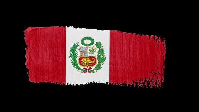 Peru flag painted with a brush stroke