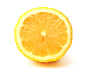 Half pieced lemon isolated on white background. Close-up.
