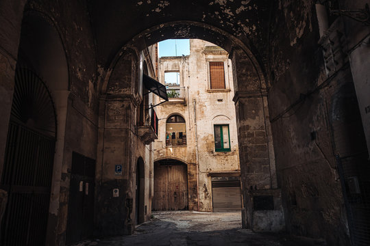 Old building in the street of Grottaglie, Puglia region