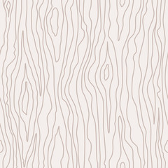 Seamless Pattern with wood isolated on white background. Abstract tree texture in linear style. Flat illustration. 