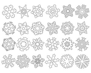 Set of vectorized abstract Snowflakes