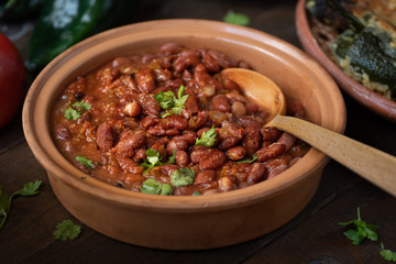Mexican red  beans in hot savory sauce