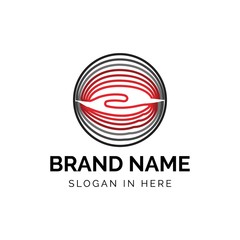 hand care connected shaped with line art style logo vector design illustration