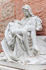 Replica of Miguel Angel's famous sculpture the Pieta at Adolfo Suarez park of torrejon de ardoz, madrid, spain