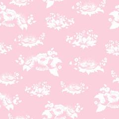 Vector Soft Romantic Pink Roses seamless pattern background.