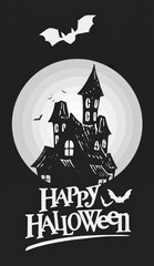 the castle house with halloween background 