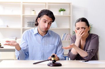 Young family in marriage divorce concept