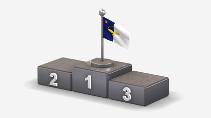 Azores 3D waving flag illustration on winner podium.