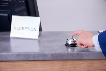 Hotel reception bell at the counter