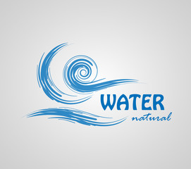 Sketch Water Wave. Surf Logo. Vector Isolated On Gray Background.Hand Drawn Water Wave Sketch Icon. For Water Logo,Sign, Symbol, Surfing Icon, Sea And Ocean Logo.Abstract Ocean Waves Sketching Concept