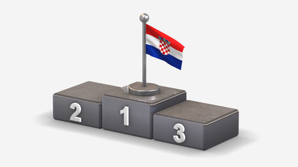 Croatia 3D waving flag illustration on winner podium.