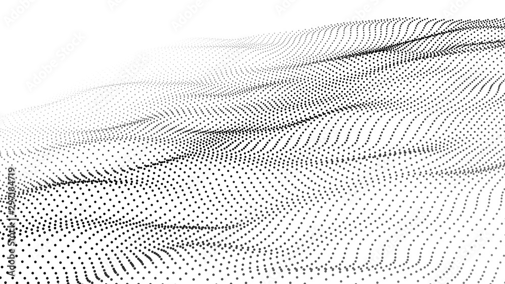 Poster Abstract wave in white background. Wave of particles. Vector illustration.