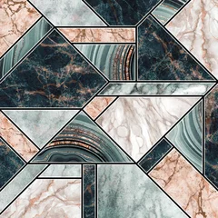 Foto op Plexiglas Mozaïek moderne marmeren mozaïek, abstracte achtergrond, art deco behang, kunstmatige steen textuur, gemarmerde tegel, geometrische mode marmering illustratie