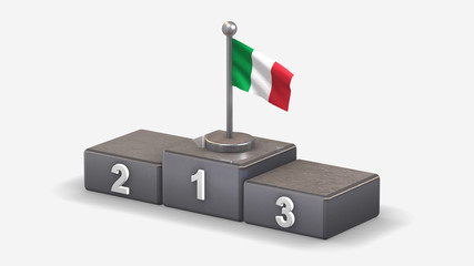 Italy 3D waving flag illustration on winner podium.