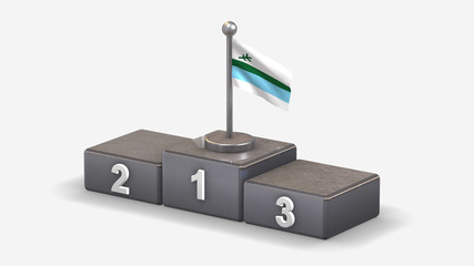 Labrador 3D waving flag illustration on winner podium.