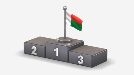 Madagascar 3D waving flag illustration on winner podium.