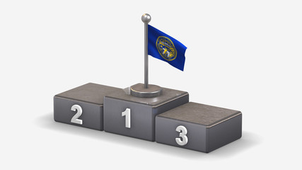 Nebraska 3D waving flag illustration on winner podium.