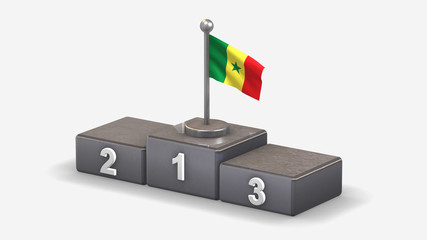 Senegal 3D waving flag illustration on winner podium.