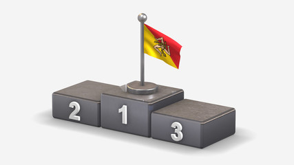 Sicily 3D waving flag illustration on winner podium.