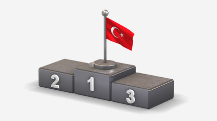 Turkey 3D waving flag illustration on winner podium.
